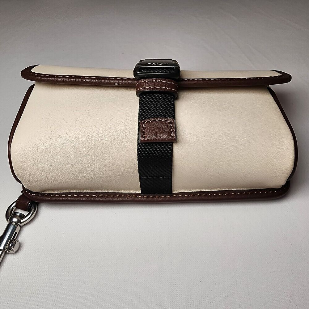 NWT Coach CU238 Leather Racer Pouch In Chalk Maple - Picture 5 of 6